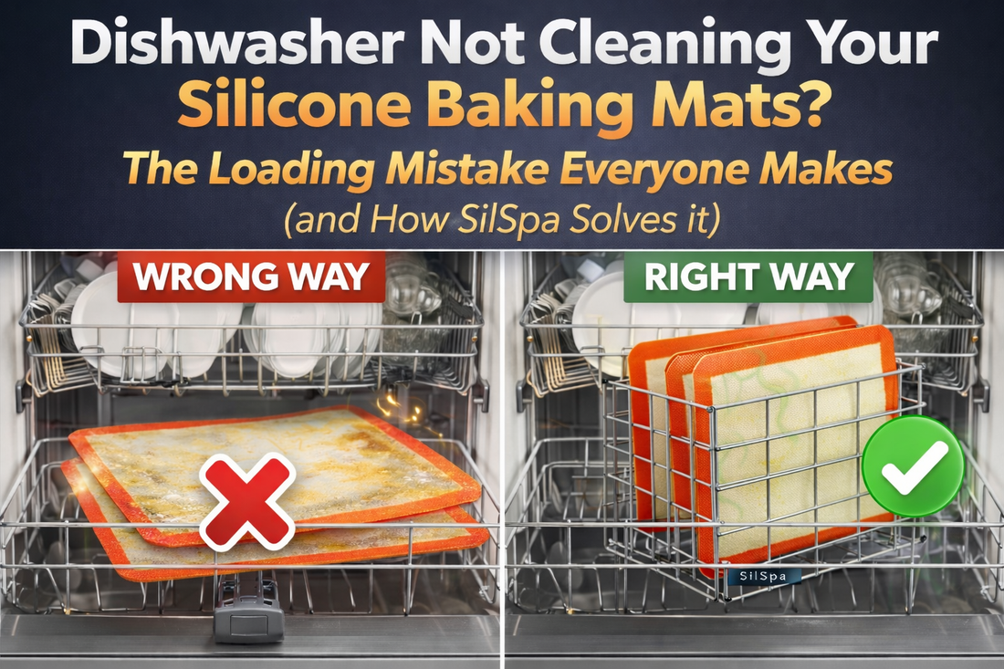Dishwasher Not Cleaning Your Silicone Baking Mats? The Loading Mistake Everyone Makes (and How SilSpa Solves It)
